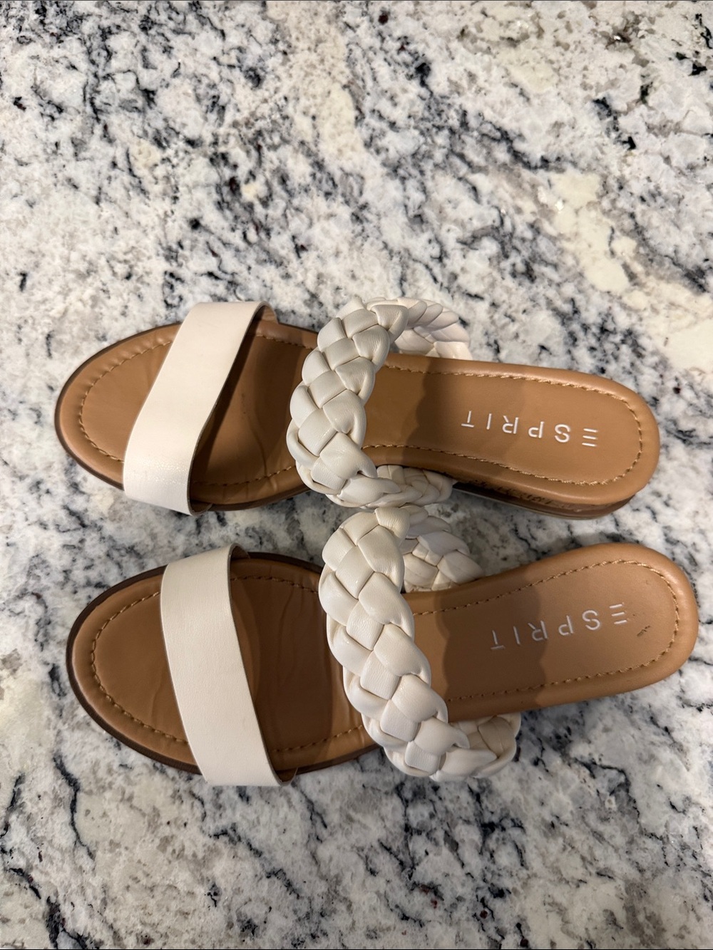 Esprit Women's Cream Braided Slide Sandals size 8